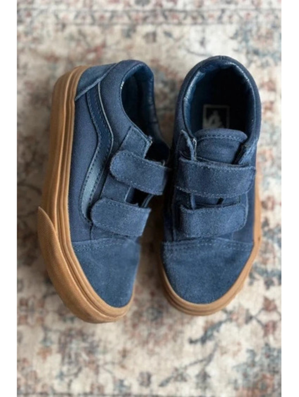Kids Size 12C Blue Suede Gum Bottom Velcro Vans